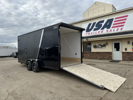 New 2026 Lightning Trailers 7X23 Aluminum 3-Place w/7ft Height Radar Pkg & Black Out Pkg Snowmobile Trailer