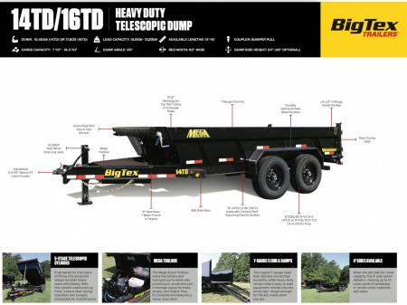 New 2026 BIG TEX 14 TD 5 STAGE TELESCOPIC DUMP TRAILER 7 GAUGE FLOOR 15.4 G.V.W.R.