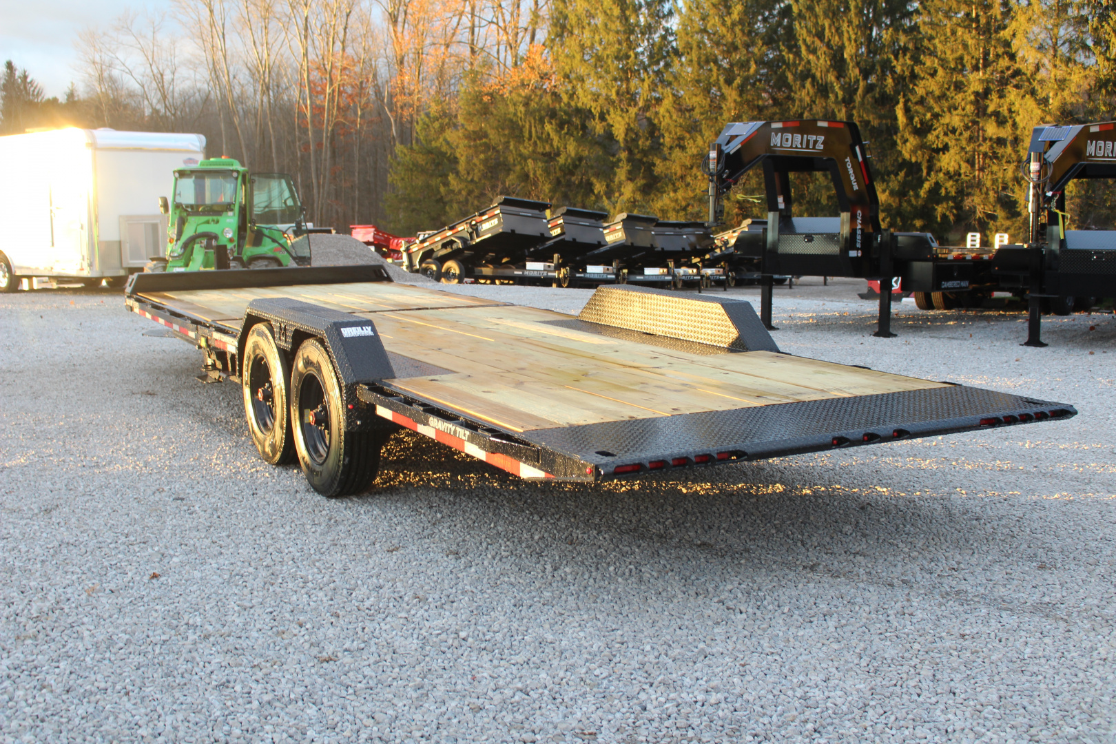 New 2026 Moritz 7' x 16' + 8' Low Pro - Gravity Tilt - Equipment Trailer - 25900# GVW