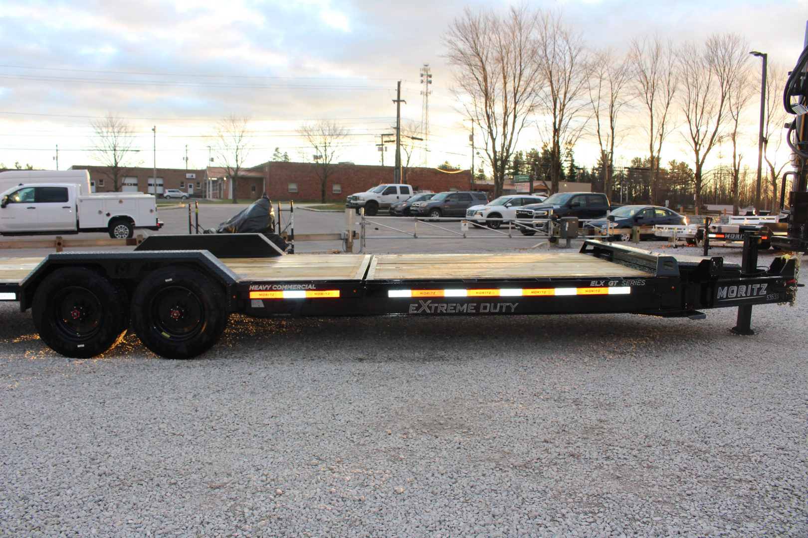 New 2026 Moritz 7' x 16' + 8' Low Pro - Gravity Tilt - Equipment Trailer - 25900# GVW