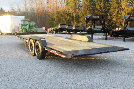 New 2026 Moritz 7' x 16' + 8' Low Pro - Gravity Tilt - Equipment Trailer - 25900# GVW