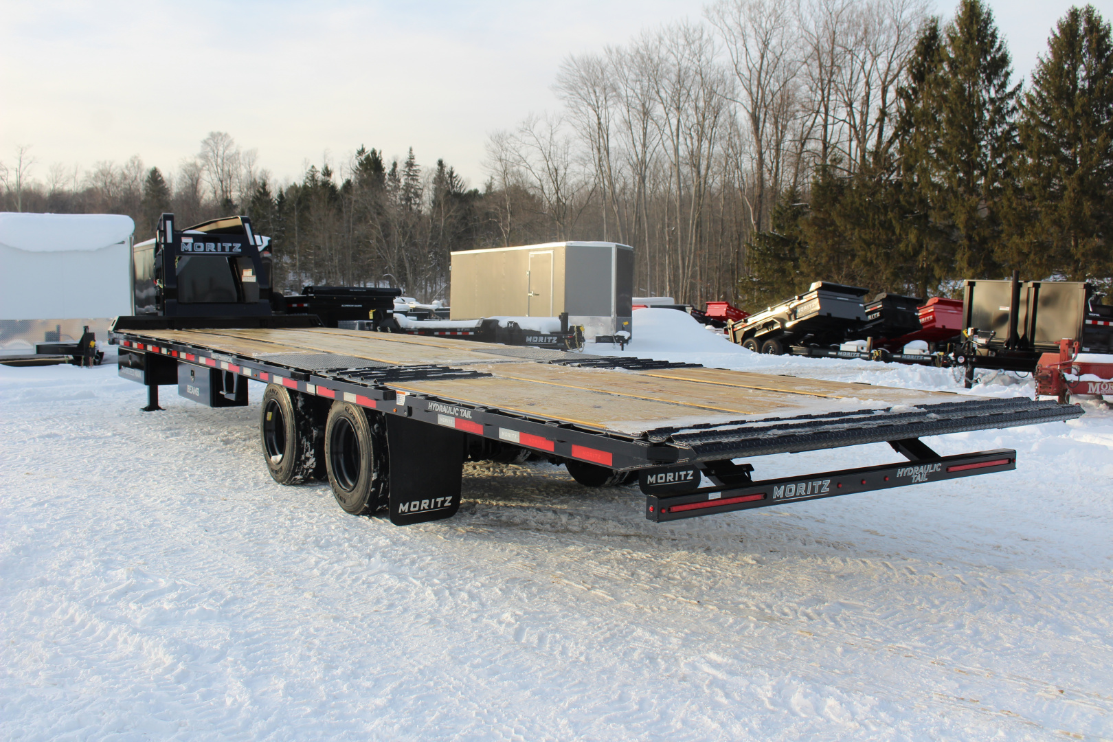 New 2026 Moritz FDGH Hydraulic Tail 32' GOOSENECK Deckover Flatbed Trailer- 25900# GVW