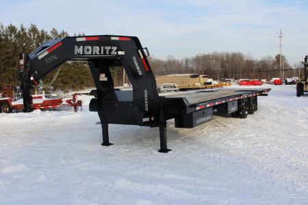 New 2026 Moritz FDGH Hydraulic Tail 32' GOOSENECK Deckover Flatbed Trailer- 25900# GVW