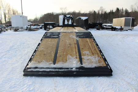 New 2026 Moritz FDGH Hydraulic Tail 32' GOOSENECK Deckover Flatbed Trailer- 25900# GVW