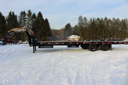 New 2026 Moritz FDGH Hydraulic Tail 32' GOOSENECK Deckover Flatbed Trailer- 25900# GVW