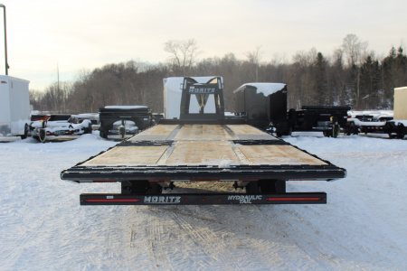 New 2026 Moritz FDGH Hydraulic Tail 32' GOOSENECK Deckover Flatbed Trailer- 25900# GVW
