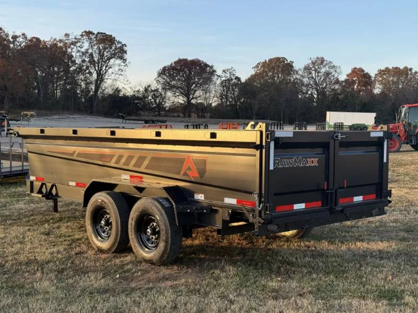 New 2026 RawMaxx GDX KNIGHT 83X16 HIGH SIDE W/14 PLYS AND SPARE 14K GVWR Dump Trailer