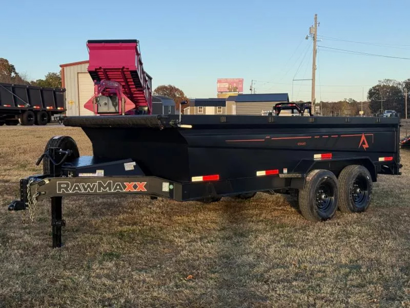 New 2026 RawMaxx GDX KNIGHT 83X16 HIGH SIDE W/14 PLYS AND SPARE 14K GVWR Dump Trailer