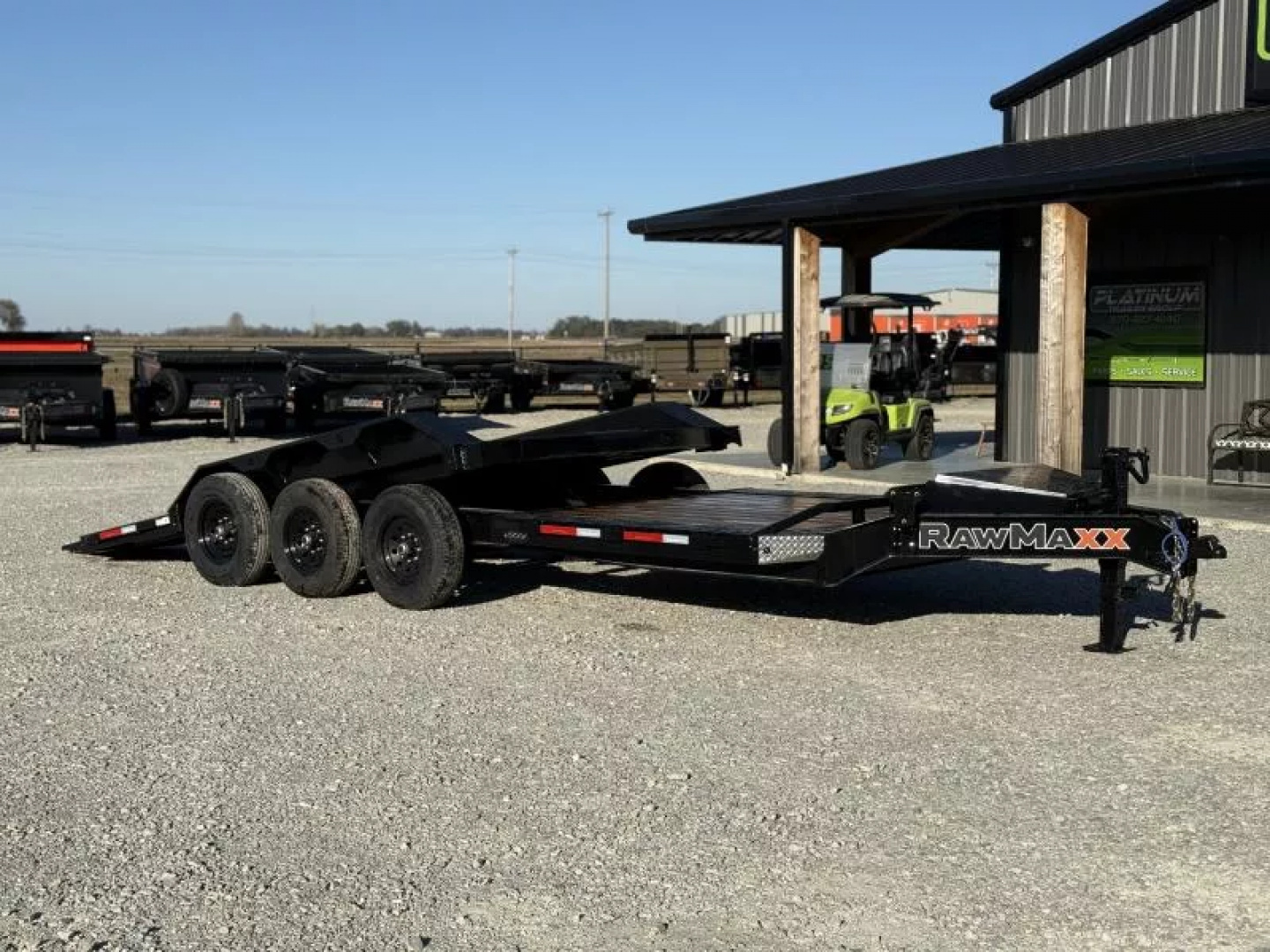 New 2026 RawMaxx G3X 102X24 BUMPER PULL GRAVITY TILT TRAILER RHINO LINED FENDERS 21K GVWR Tilt Trailer