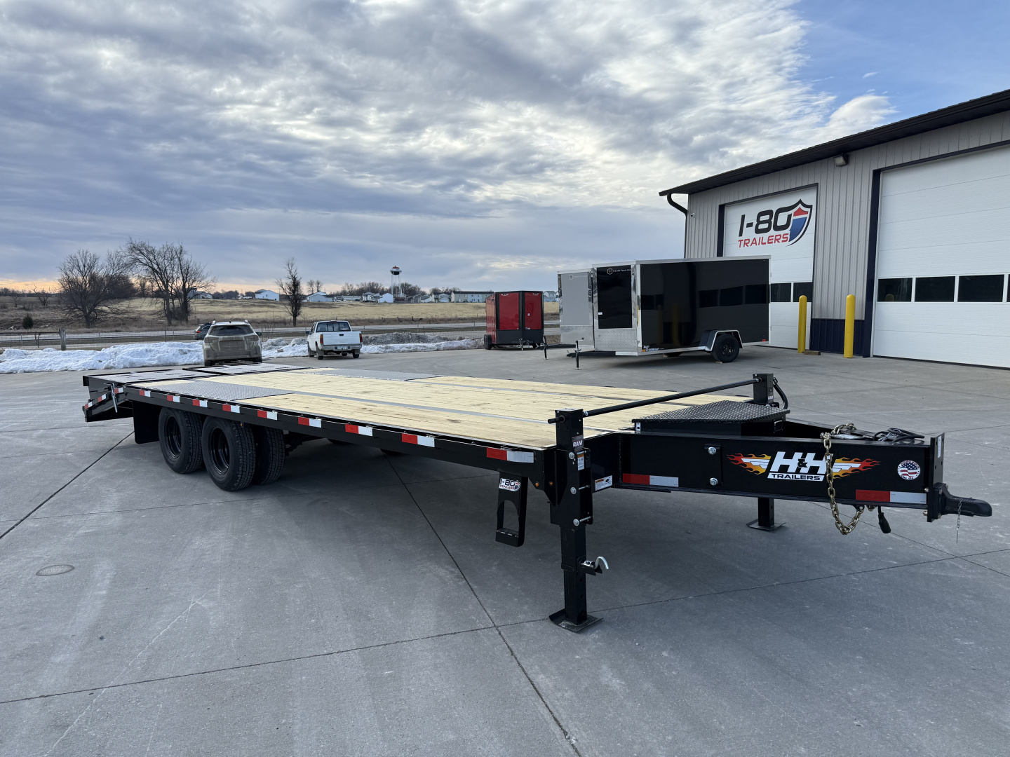 New 2026 H&H Black 102"x20'+5' 22.5k Low Profile Super Deluxe Ramps Bumper Pull Deckover Trailer
