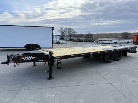 New 2026 H&H Black 102 x20'+5' 22.5k Low Profile Super Deluxe Ramps Bumper Pull Deckover Trailer