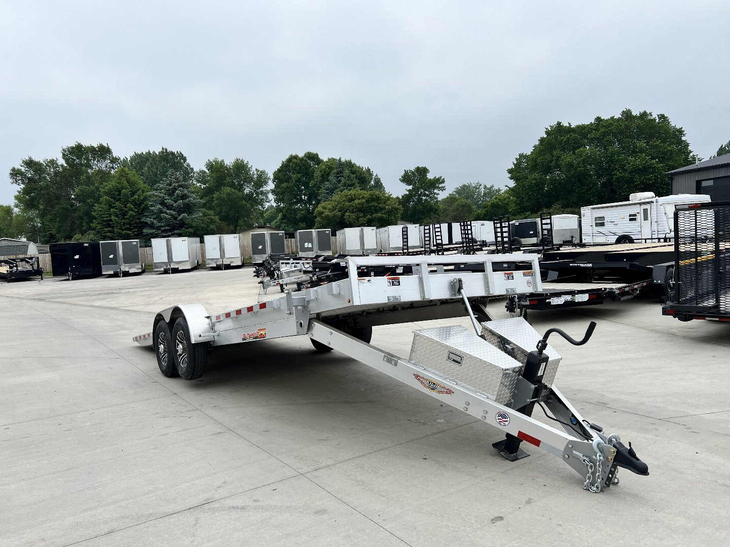 New NEW 2026 H&H Speedloader ALUMINUM 24’ POWER Hyd Jack TILTbed flatbed Trailer 2-7000 lb axles =14K KEY FOB Remote