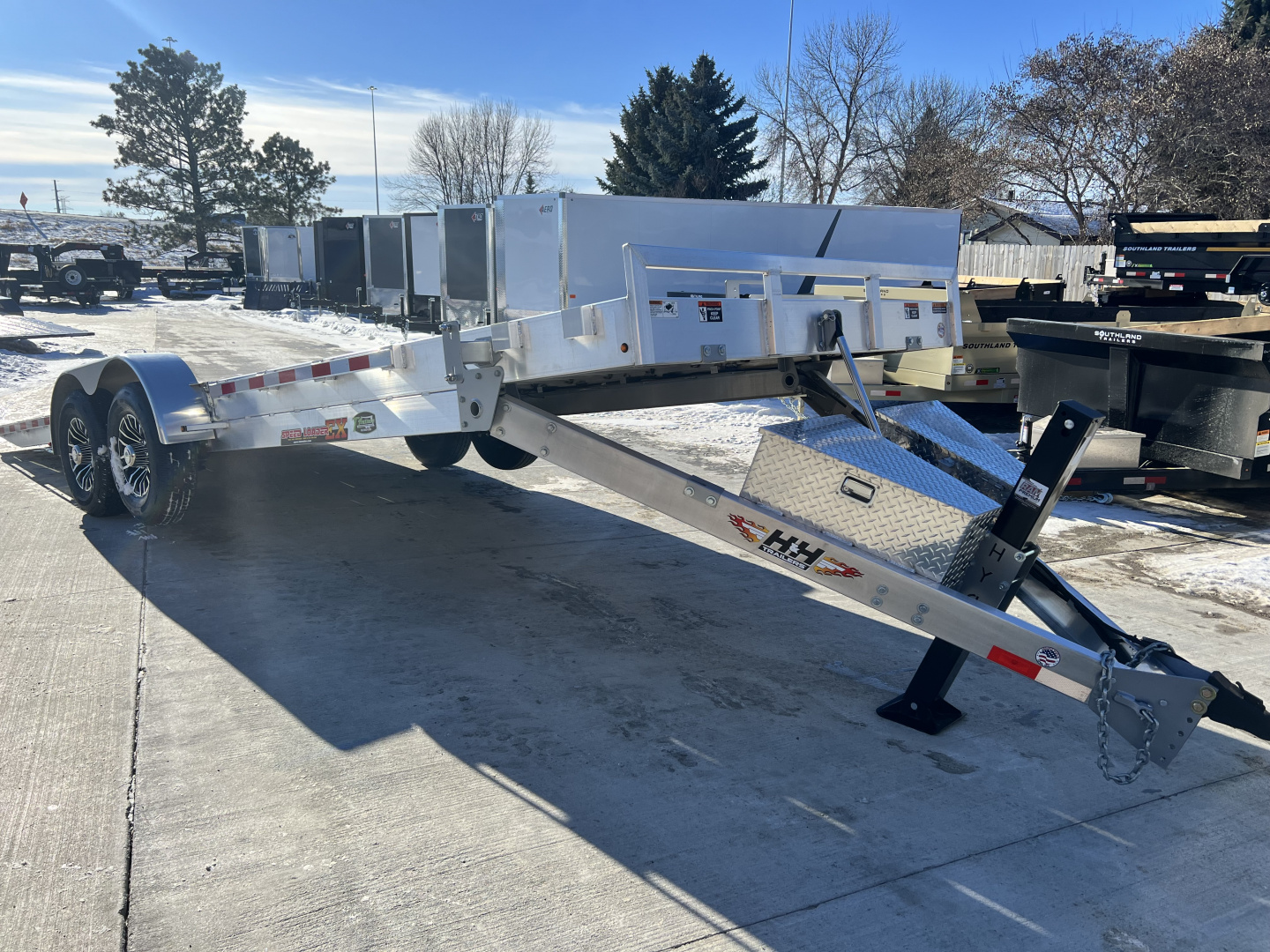 New NEW 2026 H&H Speedloader ALUMINUM 24’ POWER Hyd Jack TILTbed flatbed Trailer 2-7000 lb axles =14K KEY FOB Remote