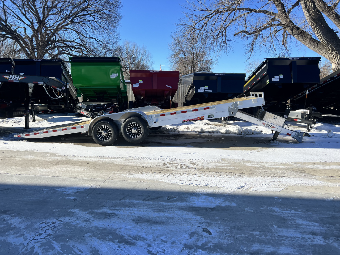 New NEW 2026 H&H Speedloader ALUMINUM 24’ POWER Hyd Jack TILTbed flatbed Trailer 2-7000 lb axles =14K KEY FOB Remote