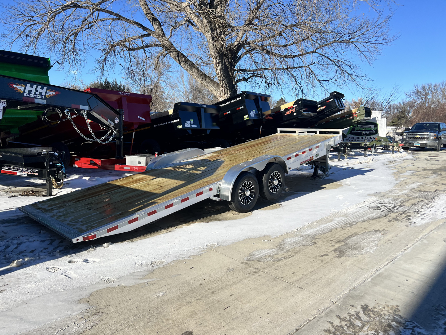 New NEW 2026 H&H Speedloader ALUMINUM 24’ POWER Hyd Jack TILTbed flatbed Trailer 2-7000 lb axles =14K KEY FOB Remote