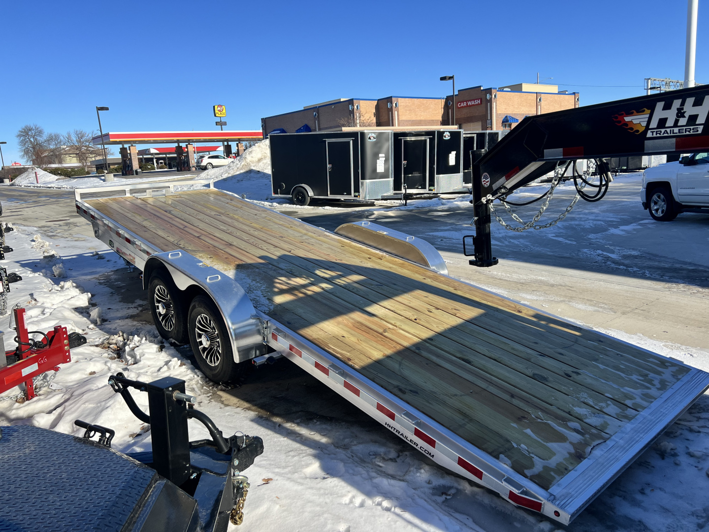 New NEW 2026 H&H Speedloader ALUMINUM 24’ POWER Hyd Jack TILTbed flatbed Trailer 2-7000 lb axles =14K KEY FOB Remote