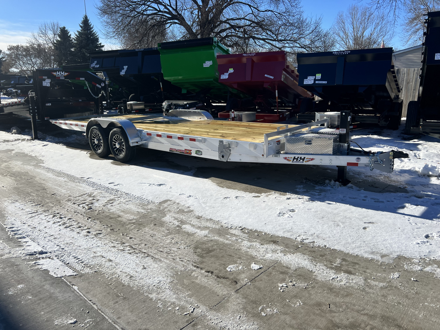 New NEW 2026 H&H Speedloader ALUMINUM 24’ POWER Hyd Jack TILTbed flatbed Trailer 2-7000 lb axles =14K KEY FOB Remote