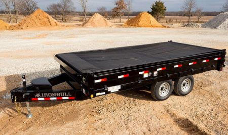 New 2026 Iron Bull DDP9616072 Dump Trailer / 8X16 DECKOVER DUMP / 18" FOLD DOWN SIDES / RAMPS/ TARP / SCISSOR HOIST / 2-7,000# ELECTRIC BRAKE AXLES