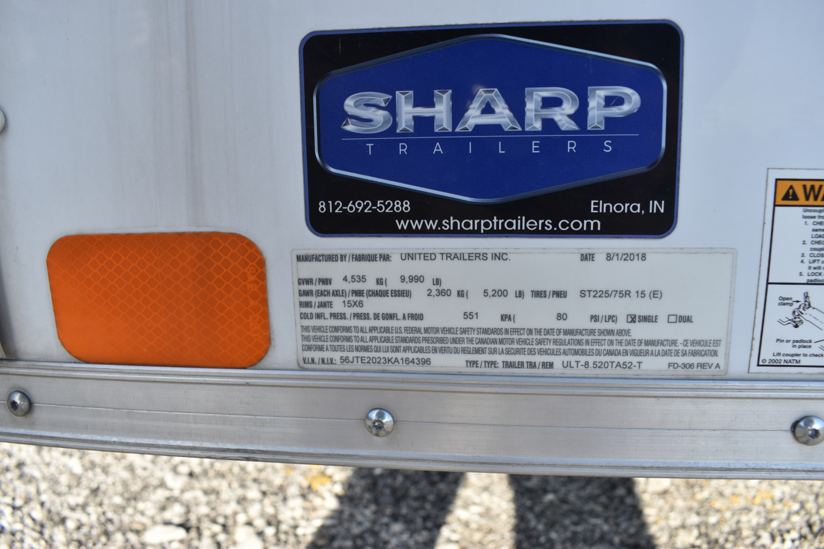 Used 2019 United Trailers ULT 8.5X20 RAMP 6'6" TALL Car / Racing Trailer