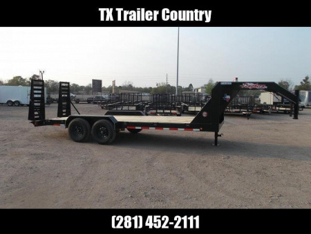 New 2026 Longhorn Trailers 83x20 Gooseneck 14K Car Hauler / Equipment Trailer / Flat Deck / 7000# Axles / 10K Jack / LEDs / 2ft Dovetail / 5ft HD Stand Up Ramps