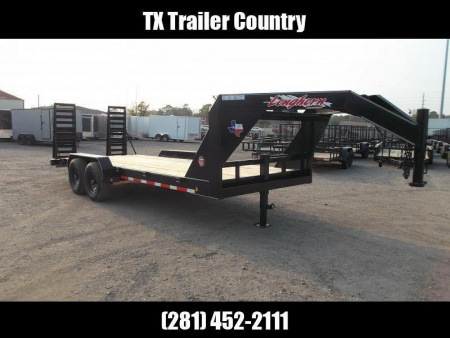 New 2026 Longhorn Trailers 83x20 Gooseneck 14K Car Hauler / Equipment Trailer / Flat Deck / 7000# Axles / 10K Jack / LEDs / 2ft Dovetail / 5ft HD Stand Up Ramps