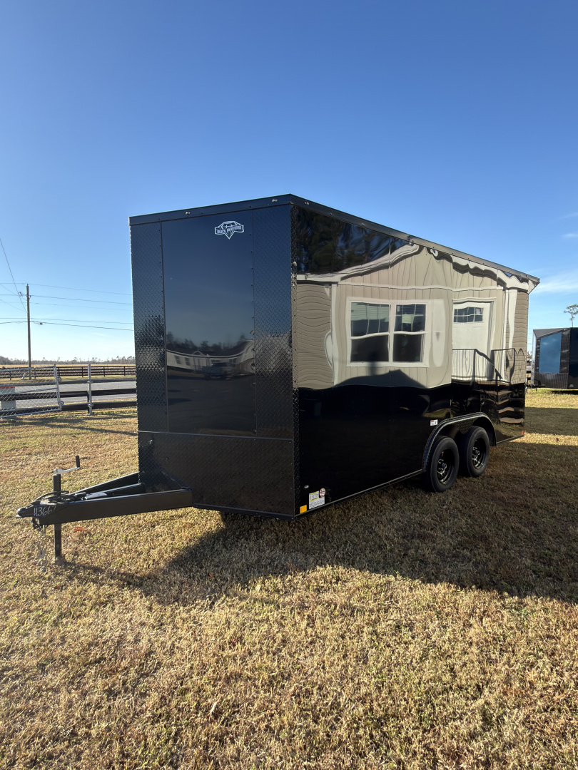 New 2026 Diamond Cargo 8.5x16TA 7' Tall .080 Black PolyCor Blackout Package Rear Wing Spoiler8 Cargo / Enclosed Trailer