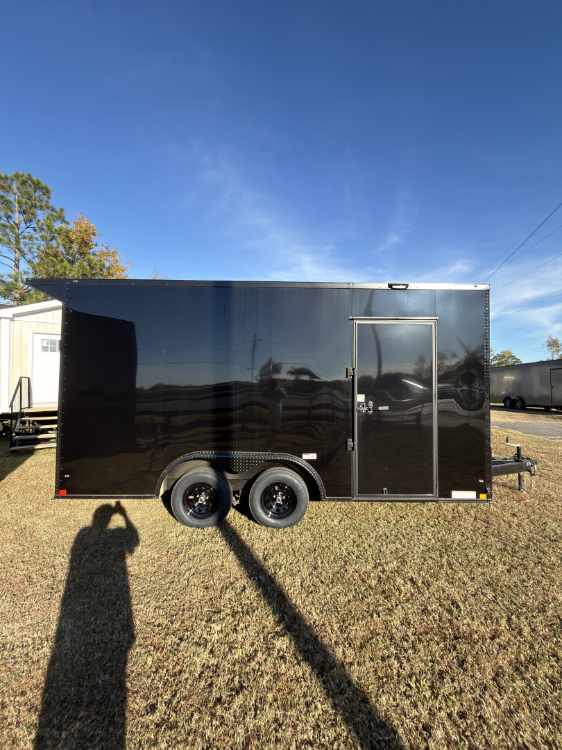 New 2026 Diamond Cargo 8.5x16TA 7' Tall .080 Black PolyCor Blackout Package Rear Wing Spoiler8 Cargo / Enclosed Trailer