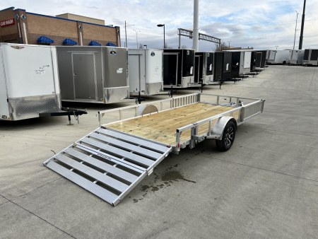 New NEW 2026 H&H 82"x14' Aluminum Flatbed RailSide ATV side Ramp Utility bi fold gate with aluminum wheels