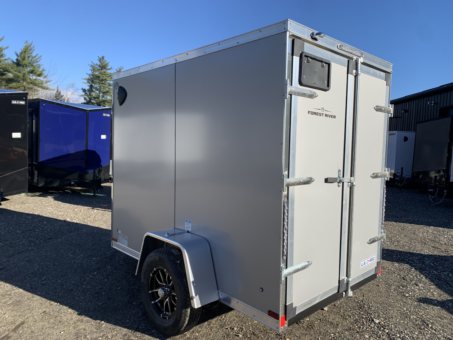 New 2026 US Cargo 5X8 +2ft V nose/ Barn Doors/ Side door/ Polycore / 6' interior - 2990gvw