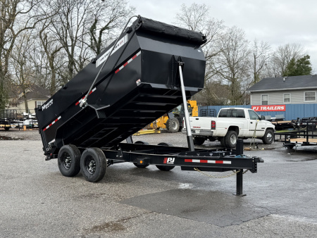 New 2026 PJ Trailers 83  x 14' Low-Pro High Side Telescopic w. VOYAGER PKG (DT1) 15.4K GVWR Dump Trailer