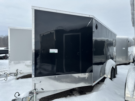 New 2026 Lightning Trailers 7X19 Aluminum 2-Place w/7ft Height & Rear Spoiler Snowmobile Trailer