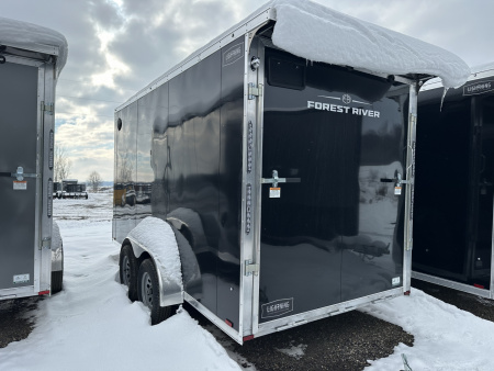 New 2026 Lightning Trailers 7X19 Aluminum 2-Place w/7ft Height & Rear Spoiler Snowmobile Trailer