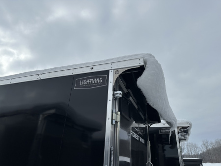 New 2026 Lightning Trailers 7X19 Aluminum 2-Place w/7ft Height & Rear Spoiler Snowmobile Trailer