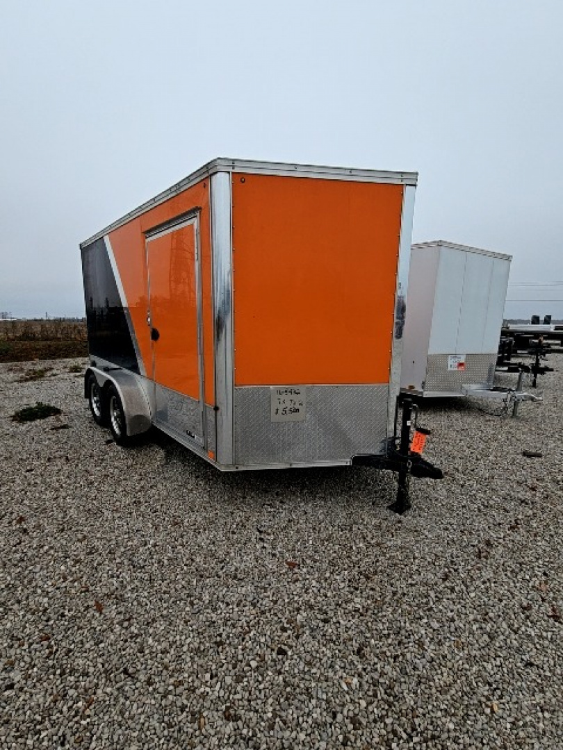 Used 2019 United Trailers ORANGE/BLACK 7 x 12 7K Motorcycle Cargo / Enclosed Trailer