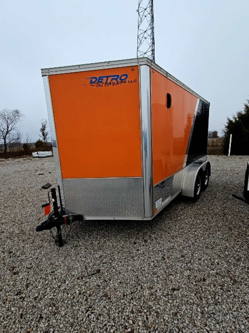Used 2019 United Trailers ORANGE/BLACK 7 x 12 7K Motorcycle Cargo / Enclosed Trailer