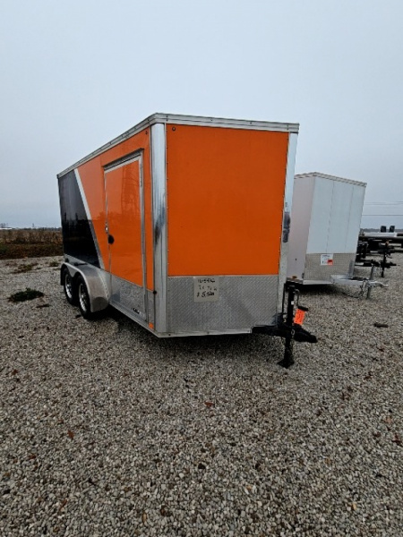 Used 2019 United Trailers ORANGE/BLACK 7 x 12 7K Motorcycle Cargo / Enclosed Trailer