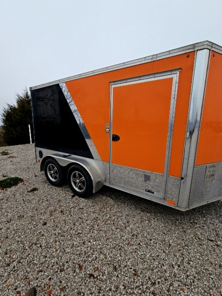 Used 2019 United Trailers ORANGE/BLACK 7 x 12 7K Motorcycle Cargo / Enclosed Trailer