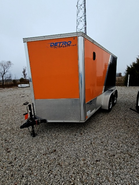 Used 2019 United Trailers ORANGE/BLACK 7 x 12 7K Motorcycle Cargo / Enclosed Trailer