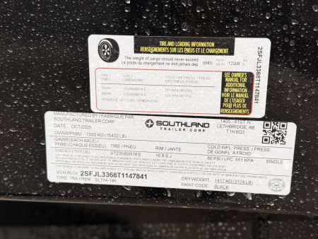 New 2026 Southland Trailers 7-14 Dump 7K Axles