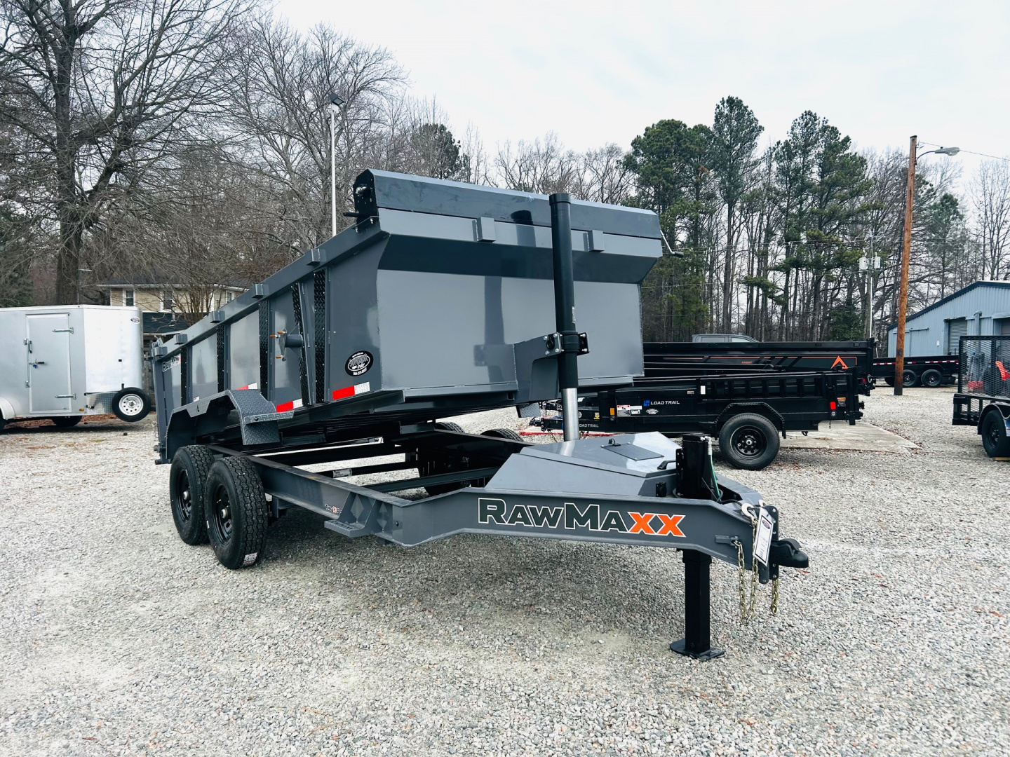 New 2026 RawMaxx 7x14 14K w/ Hydraulic Jack & 3' Sides Dump Trailer