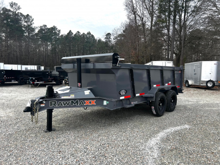 New 2026 RawMaxx 7x14 14K w/ Hydraulic Jack & 3' Sides Dump Trailer