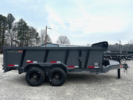 New 2026 RawMaxx 7x14 14K w/ Hydraulic Jack & 3' Sides Dump Trailer