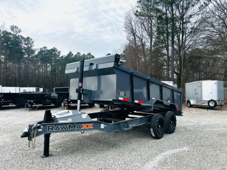 New 2026 RawMaxx 7x14 14K w/ Hydraulic Jack & 3' Sides Dump Trailer