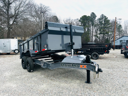 New 2026 RawMaxx 7x14 14K w/ Hydraulic Jack & 3' Sides Dump Trailer