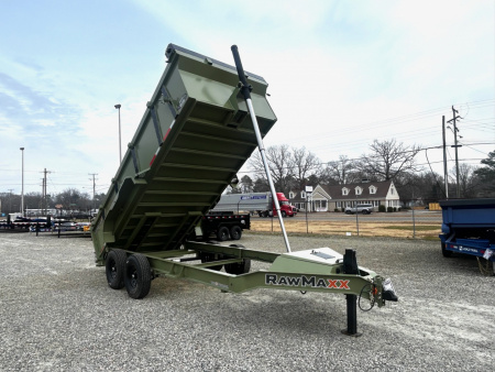 New 2026 RawMaxx 7x16 14K w/ 3' Sides & Hydraulic Jack Dump Trailer