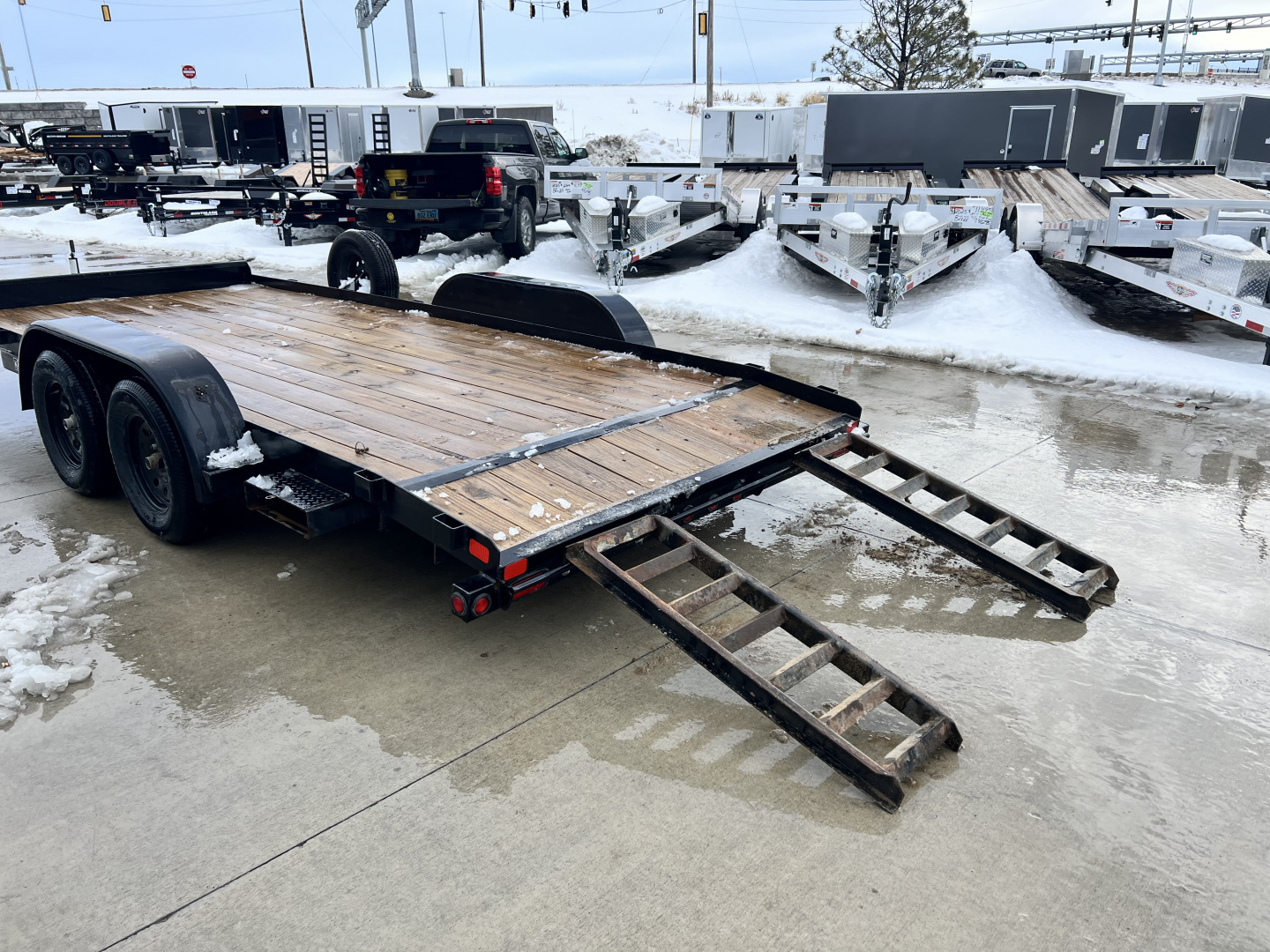 Used 2019 Big Tex Trailers 18' flat 7K Flatbed Trailer