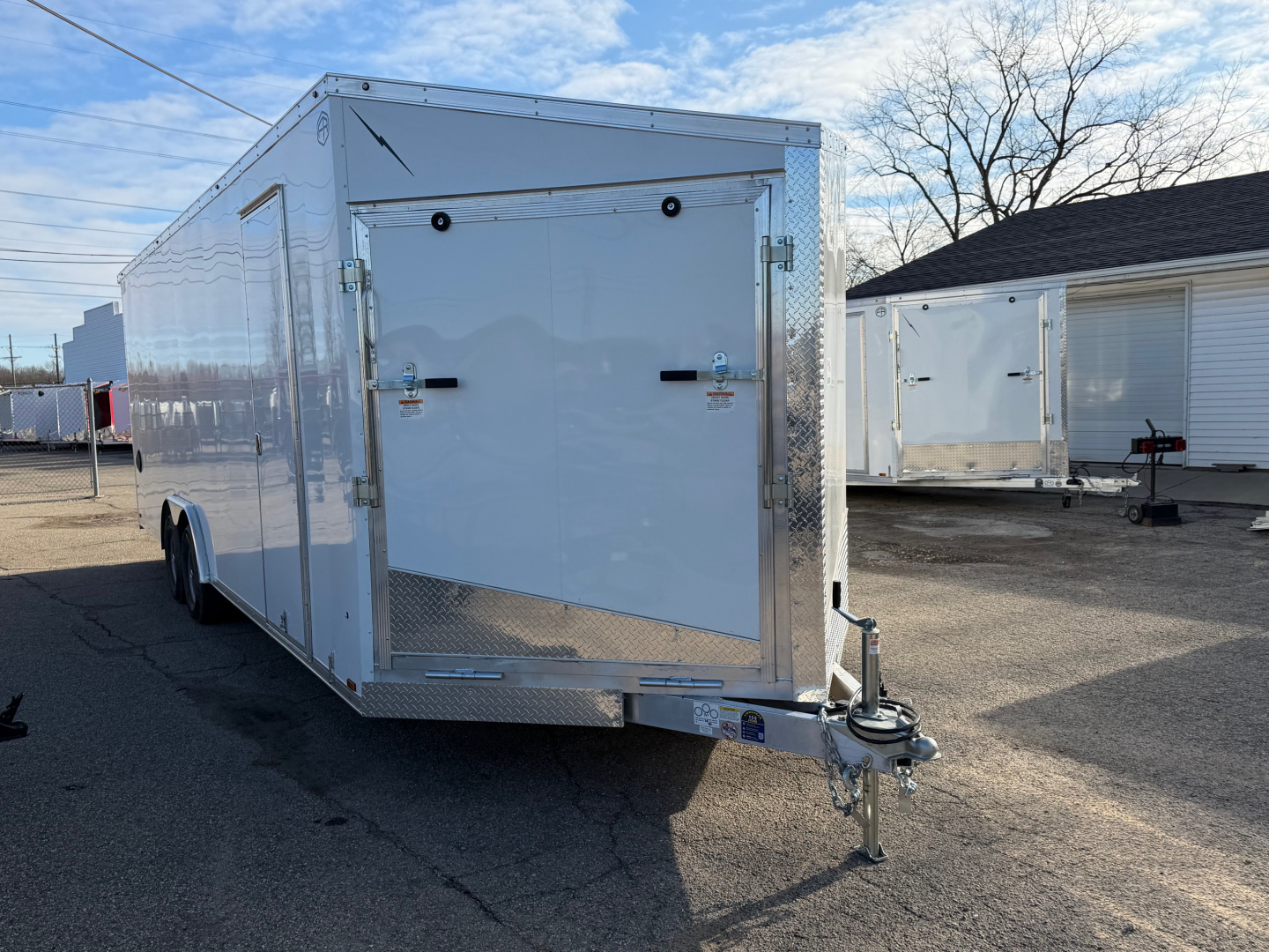 New 2026 Lightning 8.5 x 24 ( 8.5 X 27 ) Enclosed All Aluminum Combo Car Hauler with FRONT Ramp 10K GVW 7ft Interior Height