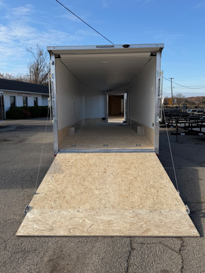 New 2026 Lightning 8.5 x 24 ( 8.5 X 27 ) Enclosed All Aluminum Combo Car Hauler with FRONT Ramp 10K GVW 7ft Interior Height