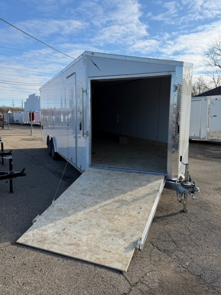 New 2026 Lightning 8.5 x 24 ( 8.5 X 27 ) Enclosed All Aluminum Combo Car Hauler with FRONT Ramp 10K GVW 7ft Interior Height