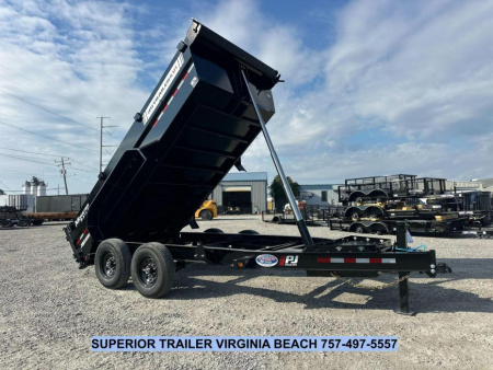 New 2026 PJ Trailers 7X14 DT1 15.4K Low Pro Telescopic Dump Trailer
